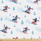 Ambesonne Ski Pattern Fabric by the Yard, Snowboarder Men and Women Funny Cartoonish Style Winter Sports Art, Decorative Fabric for Upholstery and Home Accents, Blue Vermilion White